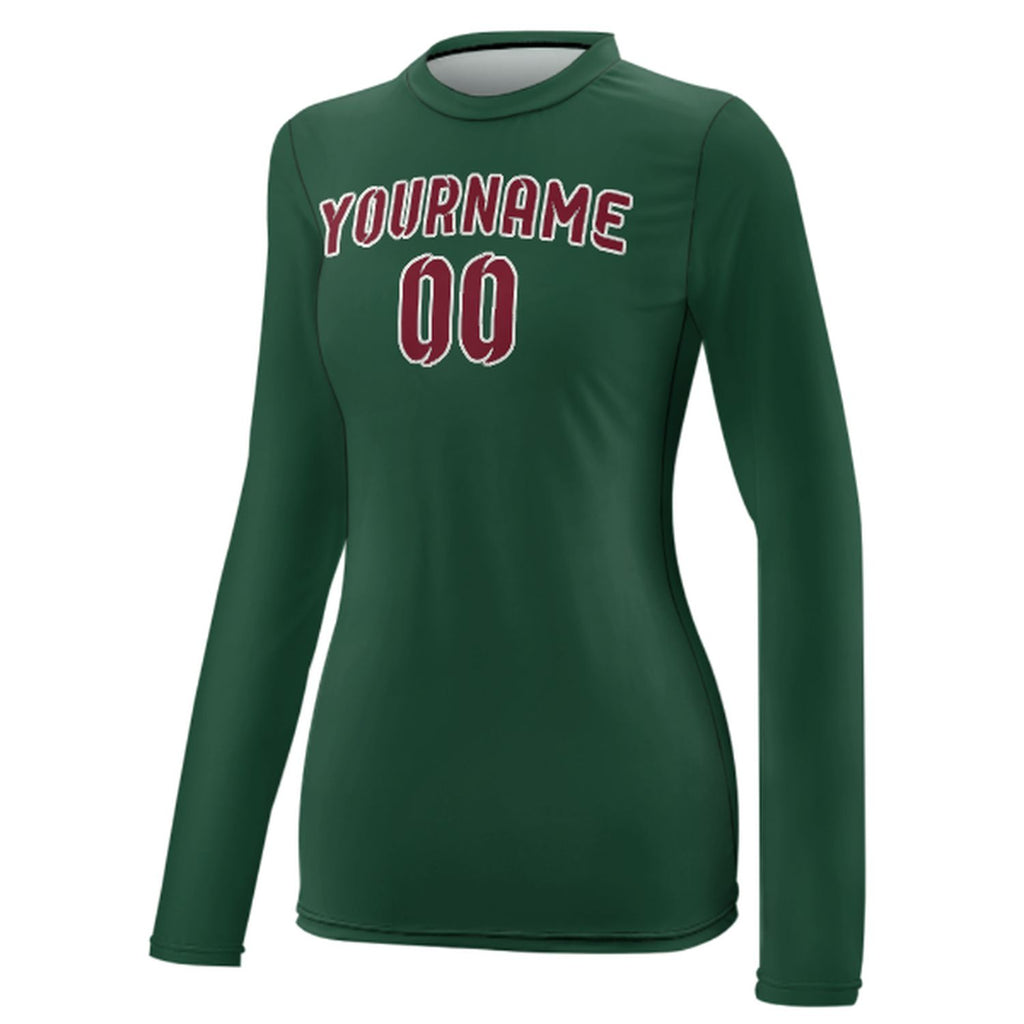 Custom Green Crimson Red Women's Long-Sleeve Shirt