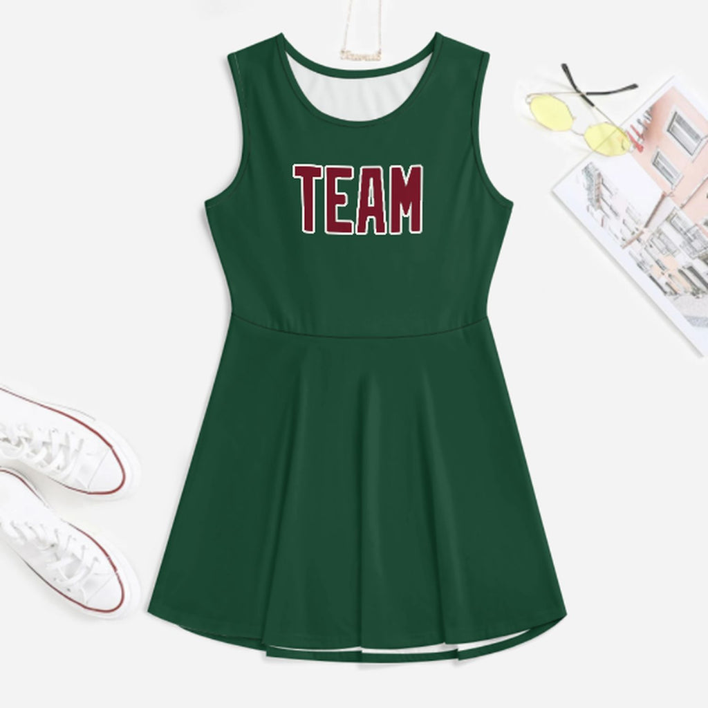 Custom Green Crimson Red Cheerleader Dress