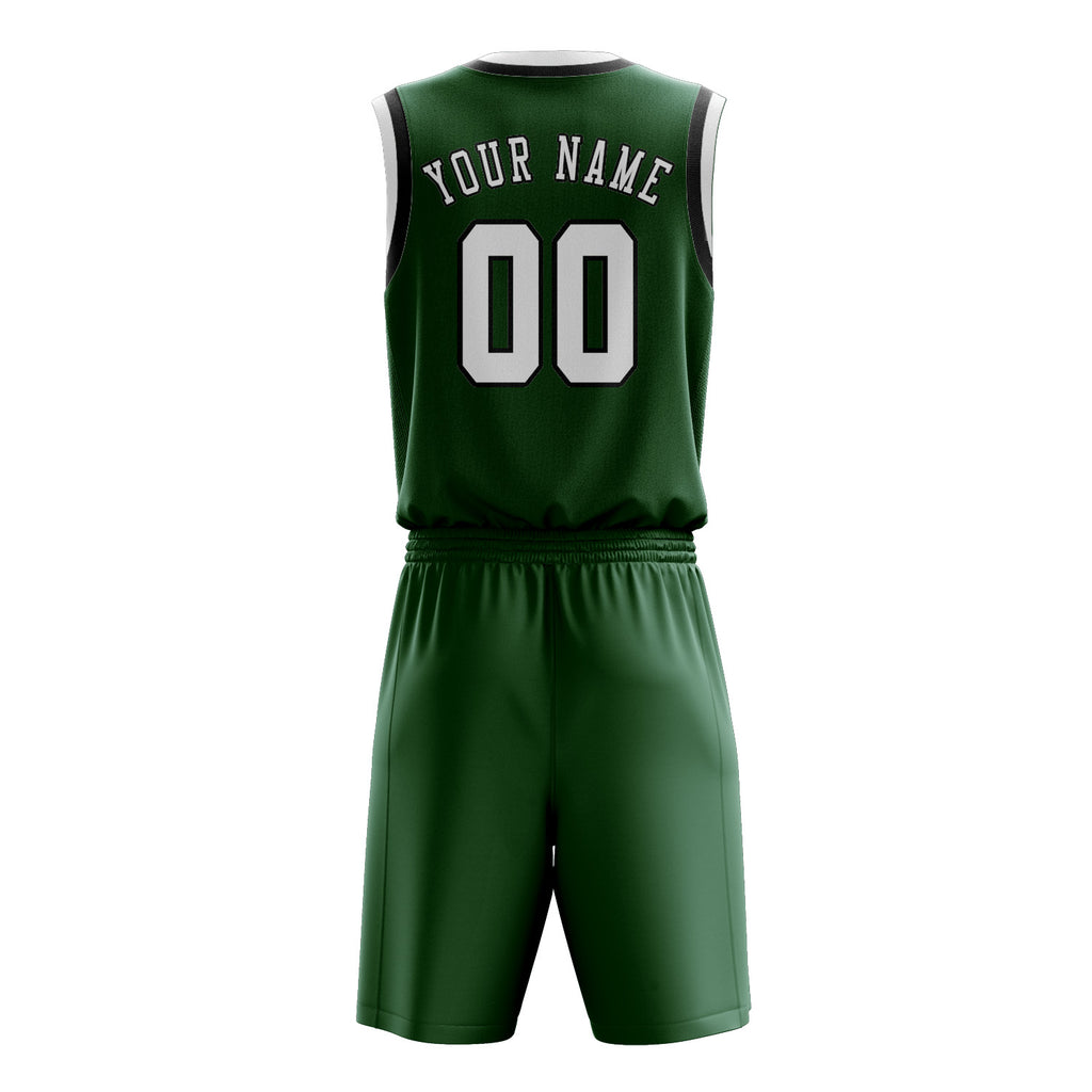 Custom Green White Basketball Set