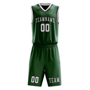 Custom Green White Basketball Set