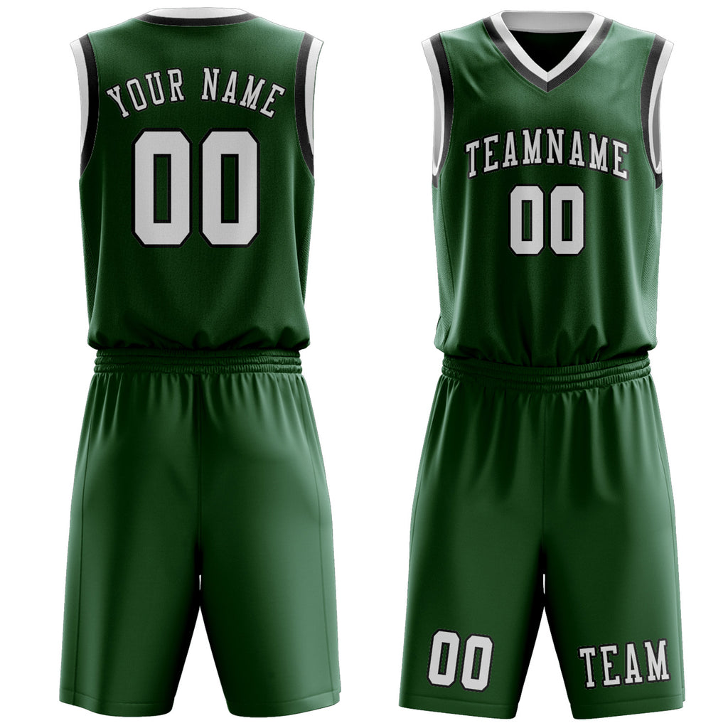 Custom Green White Basketball Set