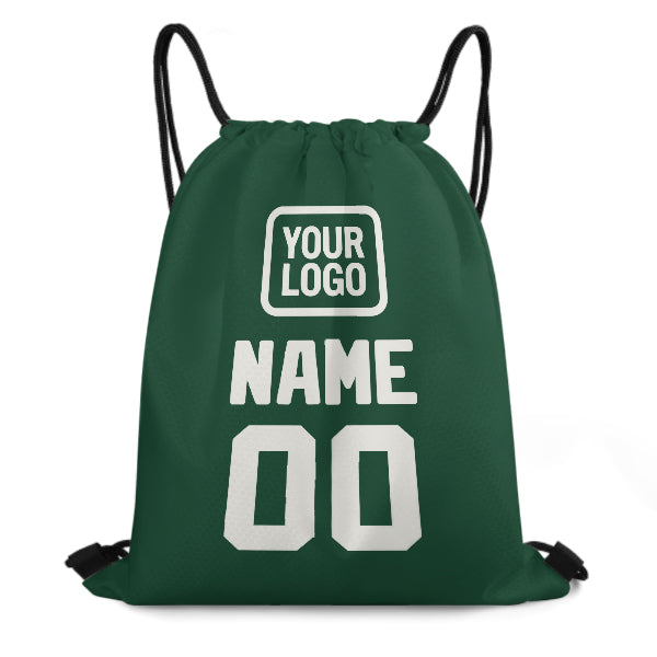 Custom Green White Drawstring Bag