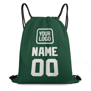Custom Green White Drawstring Bag