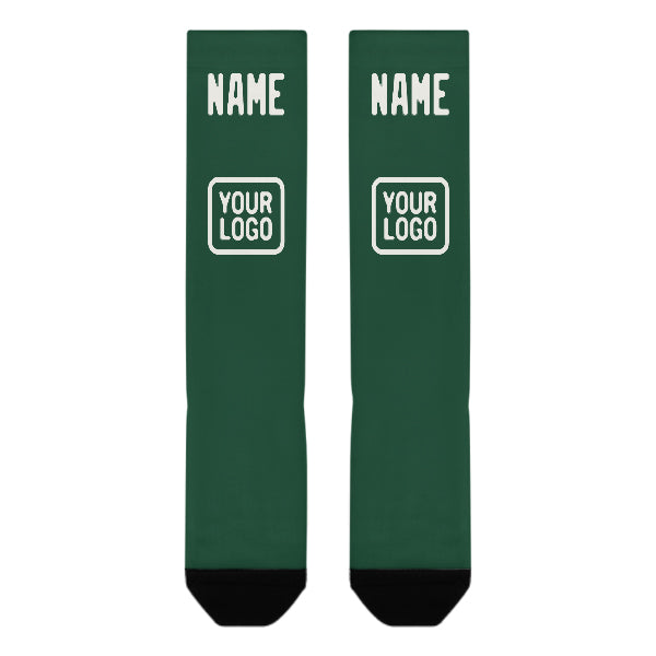 Custom Green White Knee-High Sock