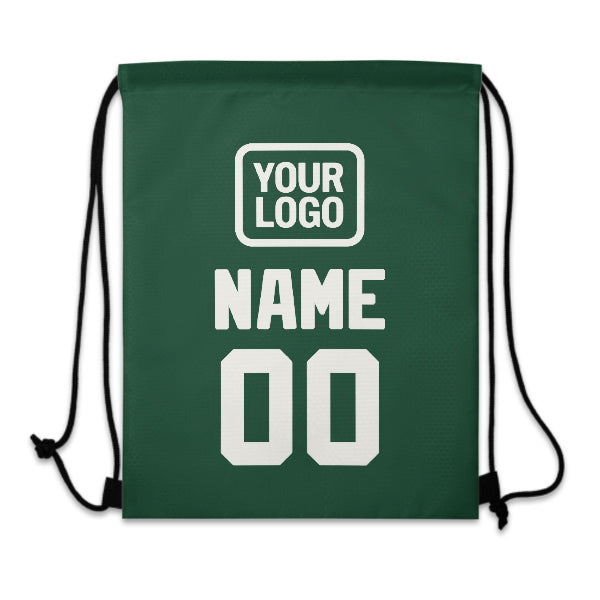 Custom Green White Drawstring Bag
