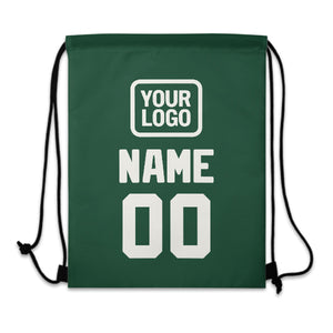 Custom Green White Drawstring Bag