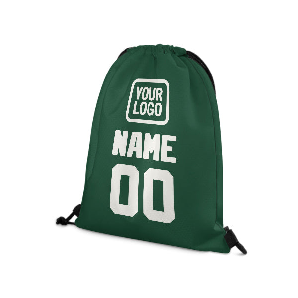 Custom Green White Drawstring Bag