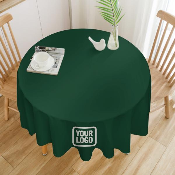 Custom Green White Round Table Cloth