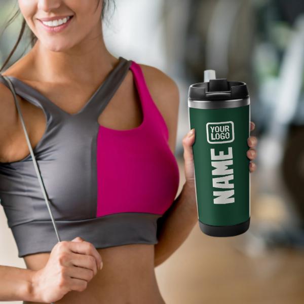 Custom Green White Stainless Steel Water Cup