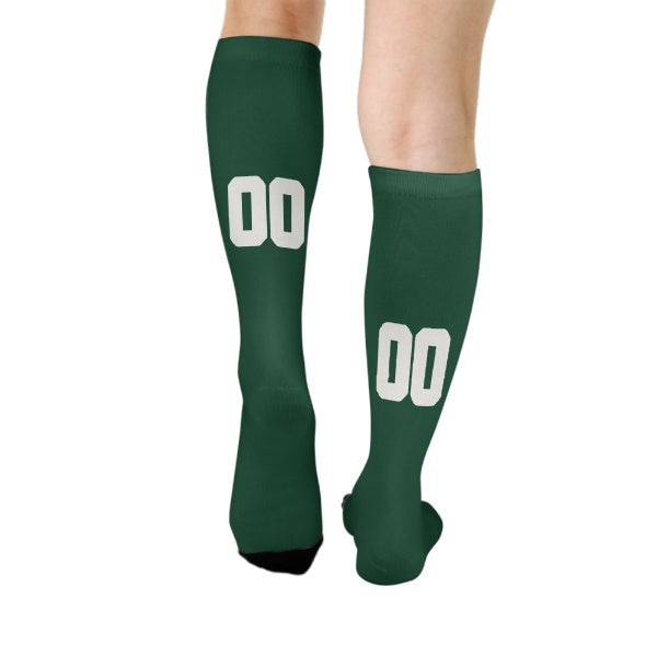Custom Green White Knee-High Sock