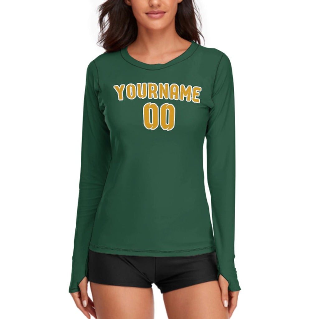Custom Green Yellow Women's Long-Sleeve Shirt