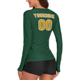 Custom Green Yellow Women's Long-Sleeve Shirt