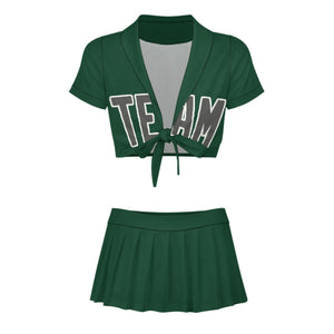 Custom Green Dark Grey Cheerleading Uniform Set