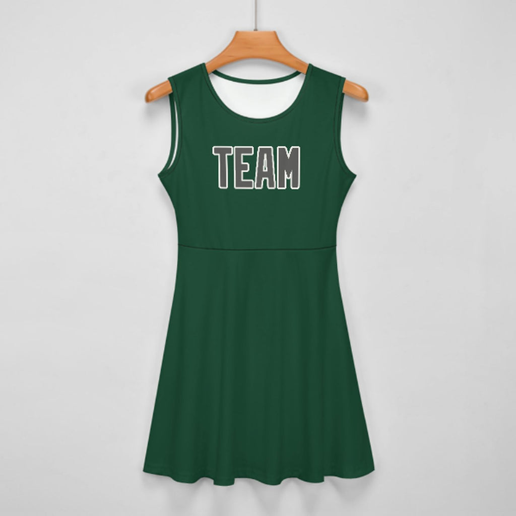 Custom Green Dark Grey Cheerleader Dress