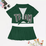 Custom Green Dark Grey Cheerleading Uniform Set