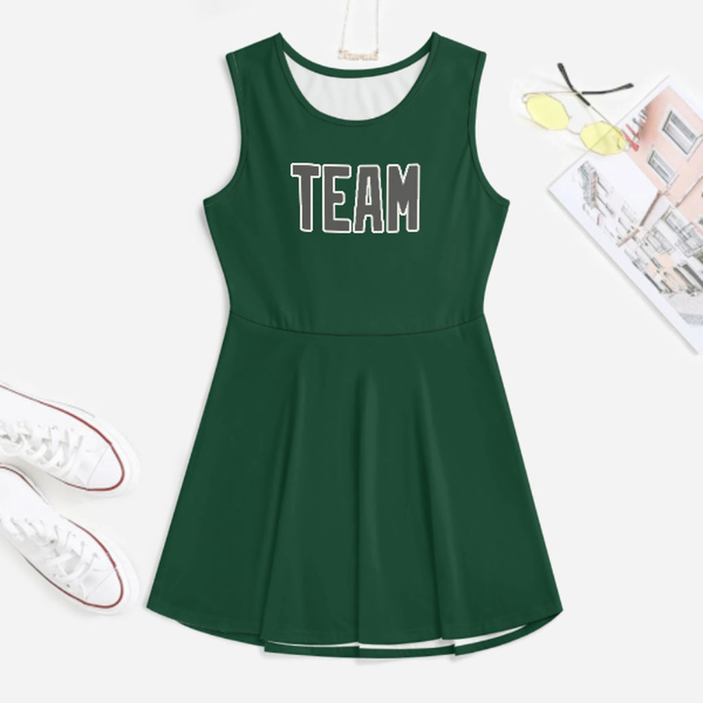 Custom Green Dark Grey Cheerleader Dress