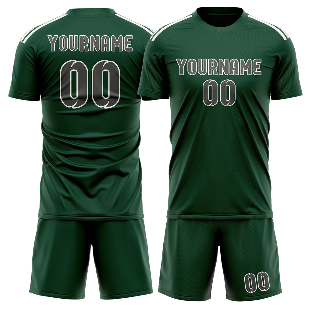 Custom Green Dark Grey Soccer Jersey