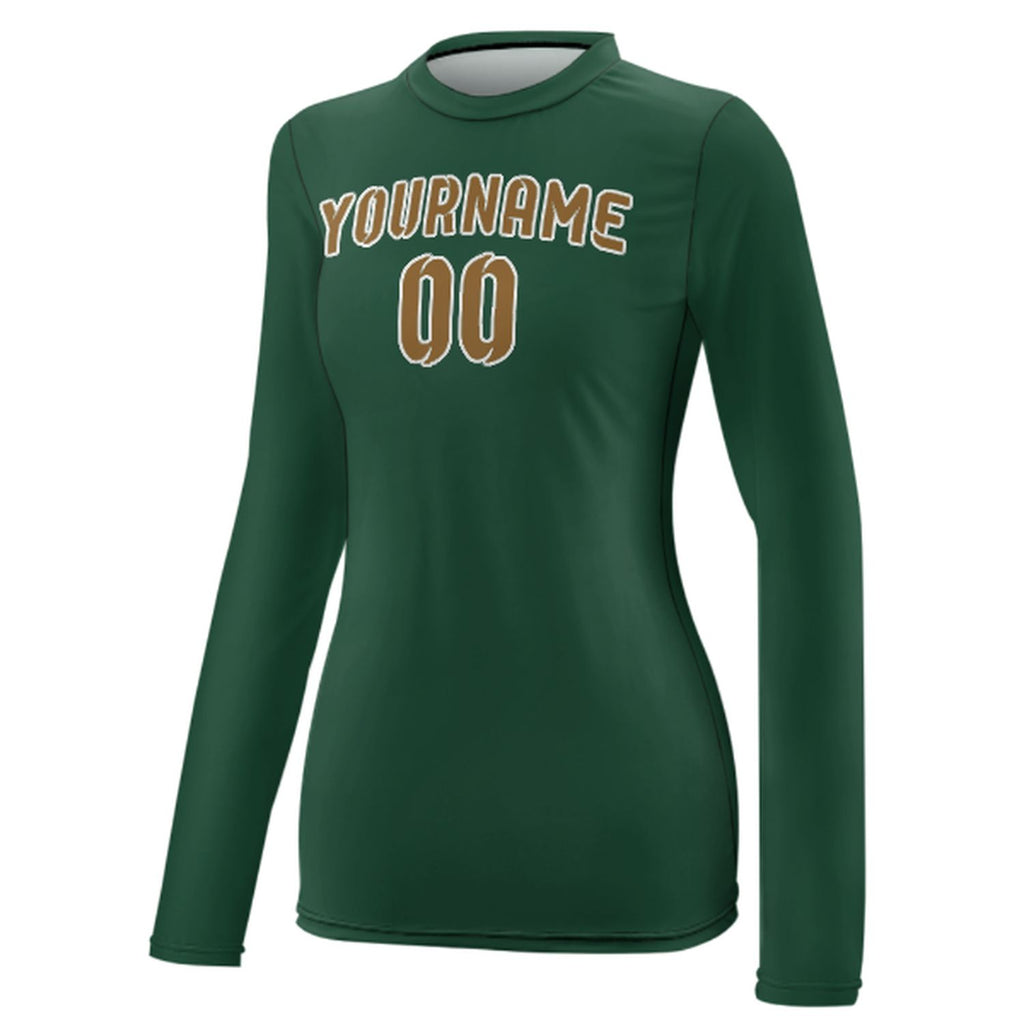 Custom Green Khaki Women's Long-Sleeve Shirt