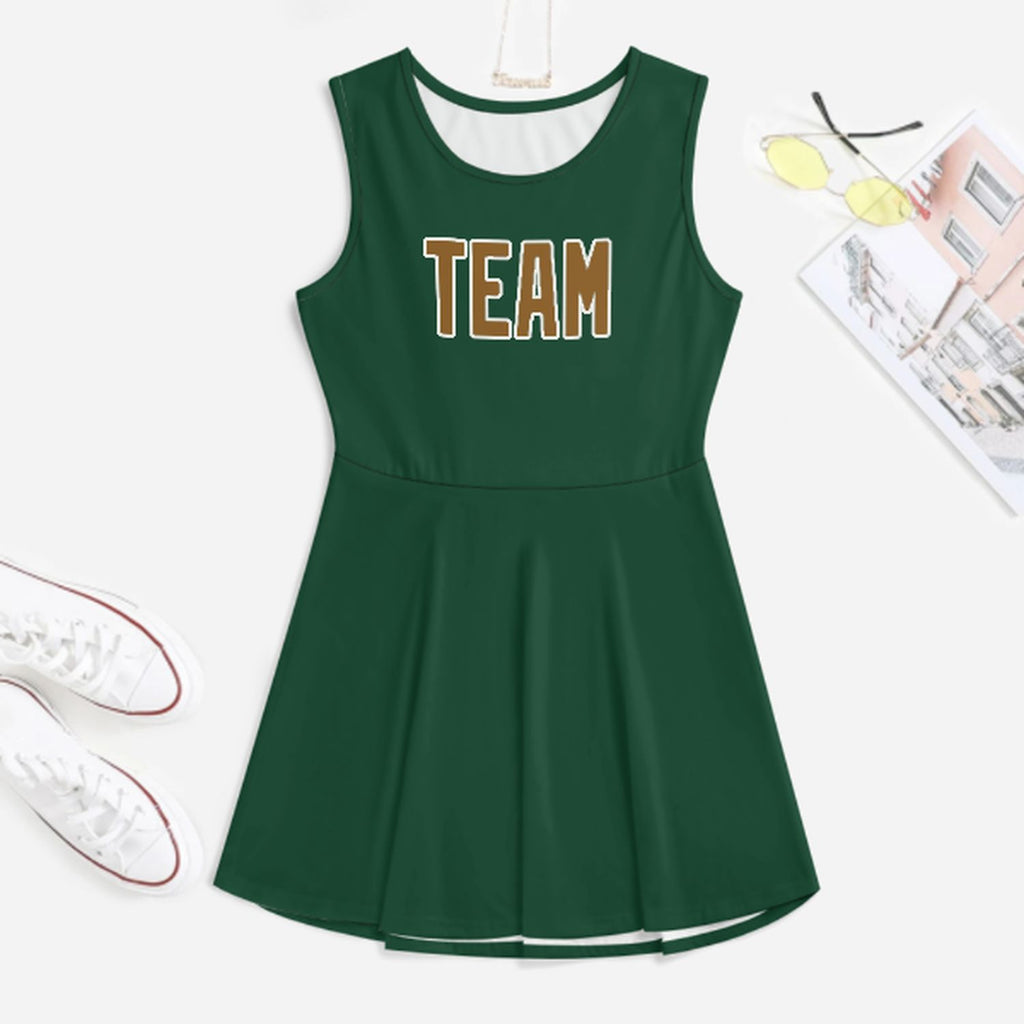 Custom Green Khaki Cheerleader Dress