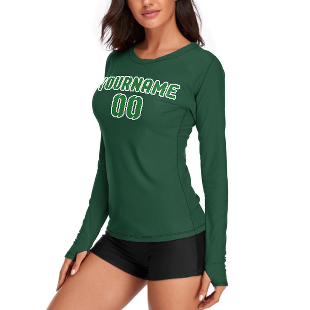 Custom Green Emerald Green Women's Long-Sleeve Shirt