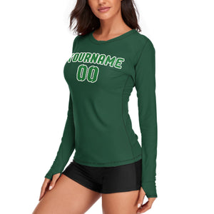 Custom Green Emerald Green Women's Long-Sleeve Shirt