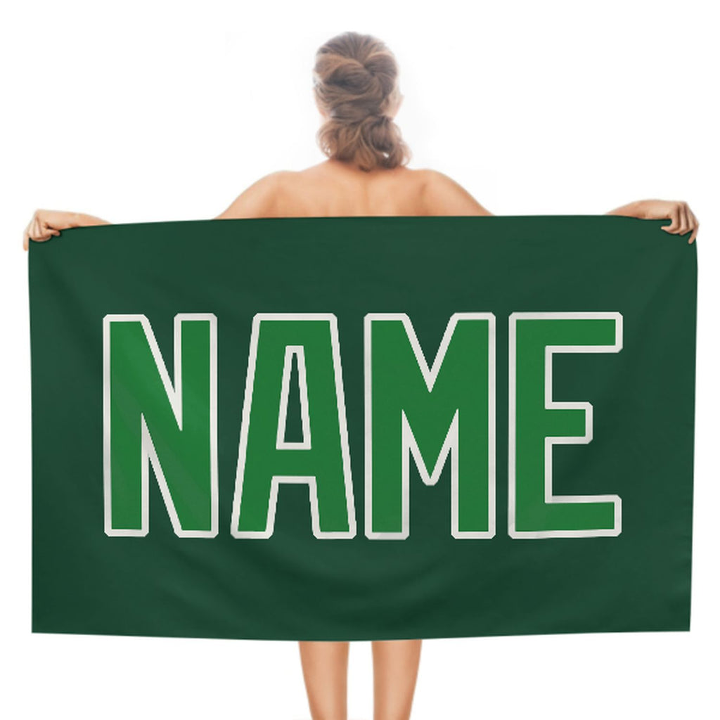 Custom Green Emerald Green Beach Towel