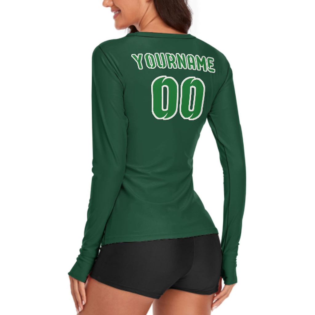 Custom Green Emerald Green Women's Long-Sleeve Shirt
