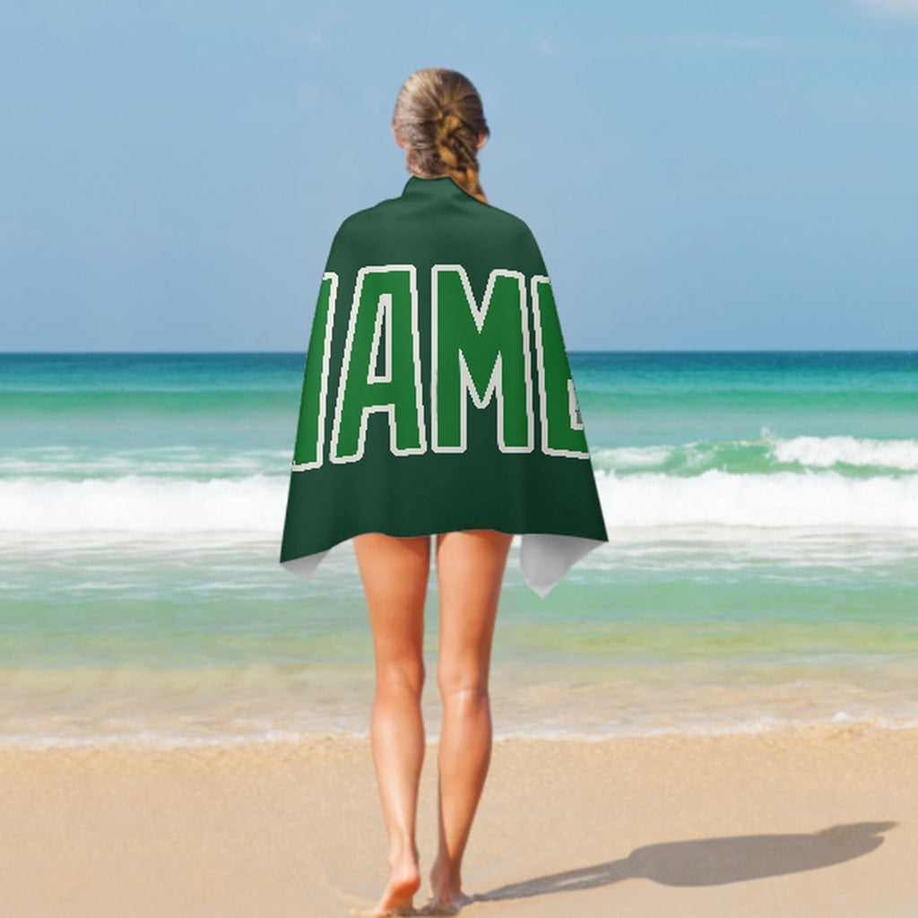Custom Green Emerald Green Beach Towel