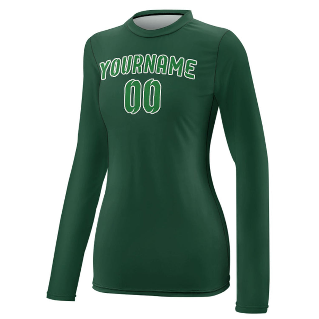 Custom Green Emerald Green Women's Long-Sleeve Shirt
