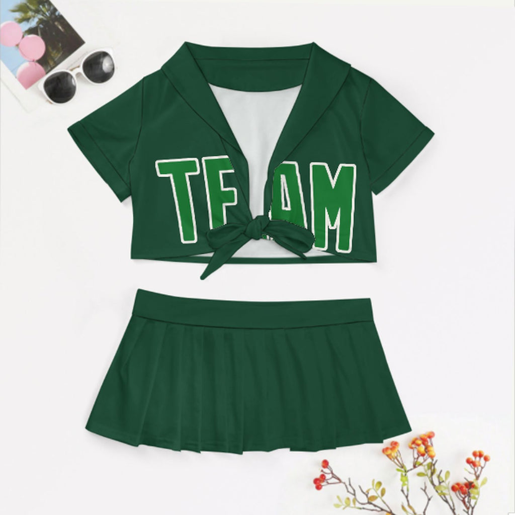 Custom Green Emerald Green Cheerleading Uniform Set