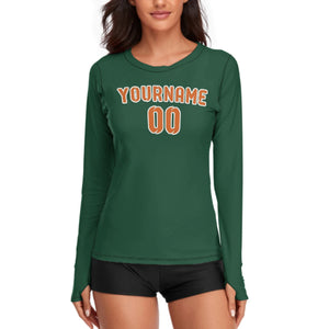 Custom Green Orange Women's Long-Sleeve Shirt