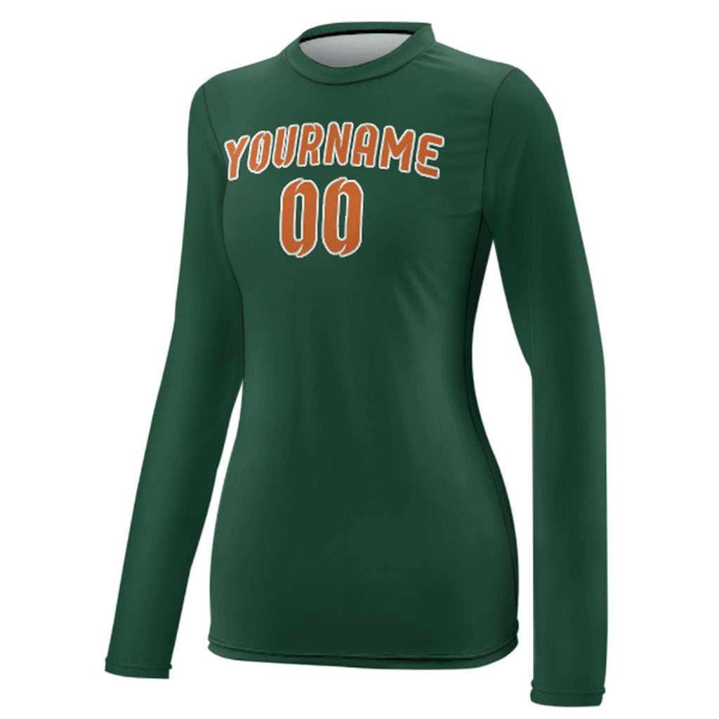 Custom Green Orange Women's Long-Sleeve Shirt