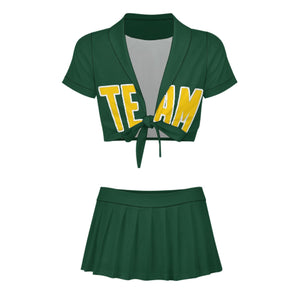 Custom Green Gold Cheerleading Uniform Set