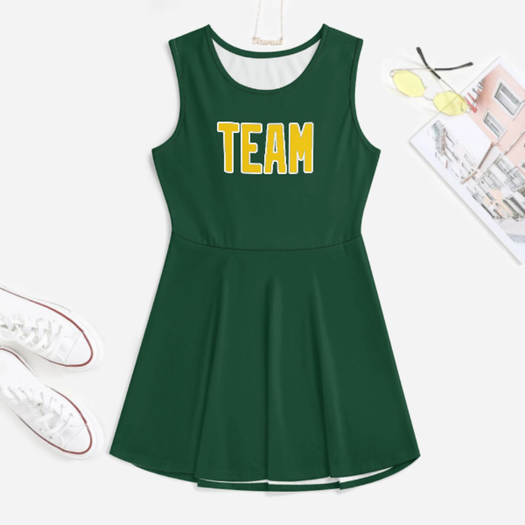 Custom Green Gold Cheerleader Dress