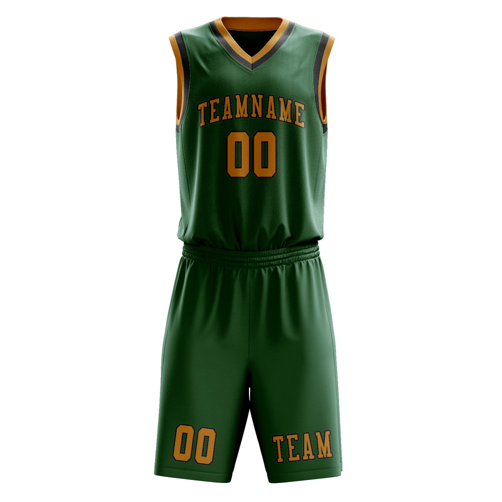 Custom Green Yellow Basketball Set