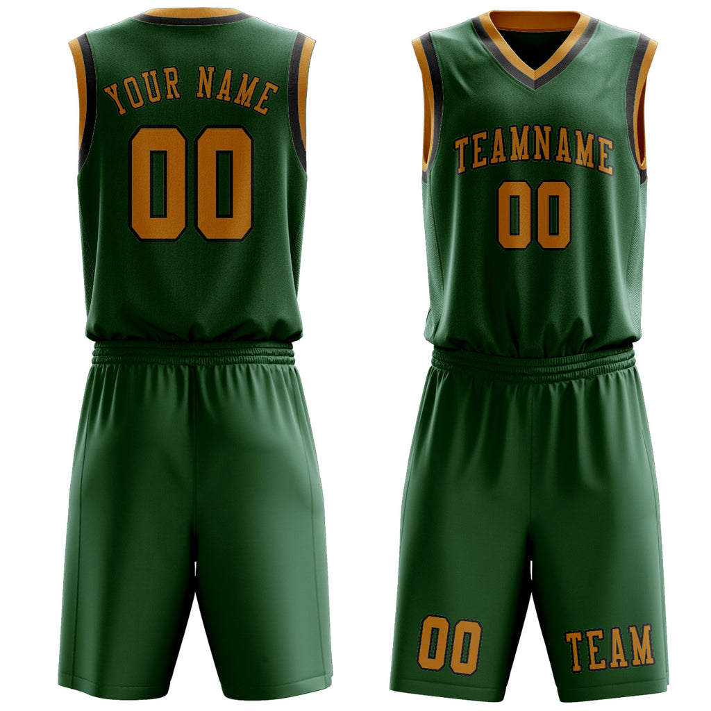 Custom Green Yellow Basketball Set