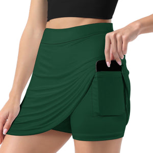 Custom Green Dark Grey A-Line Skort