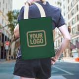 Custom Green Khaki Canvas Tote Bag