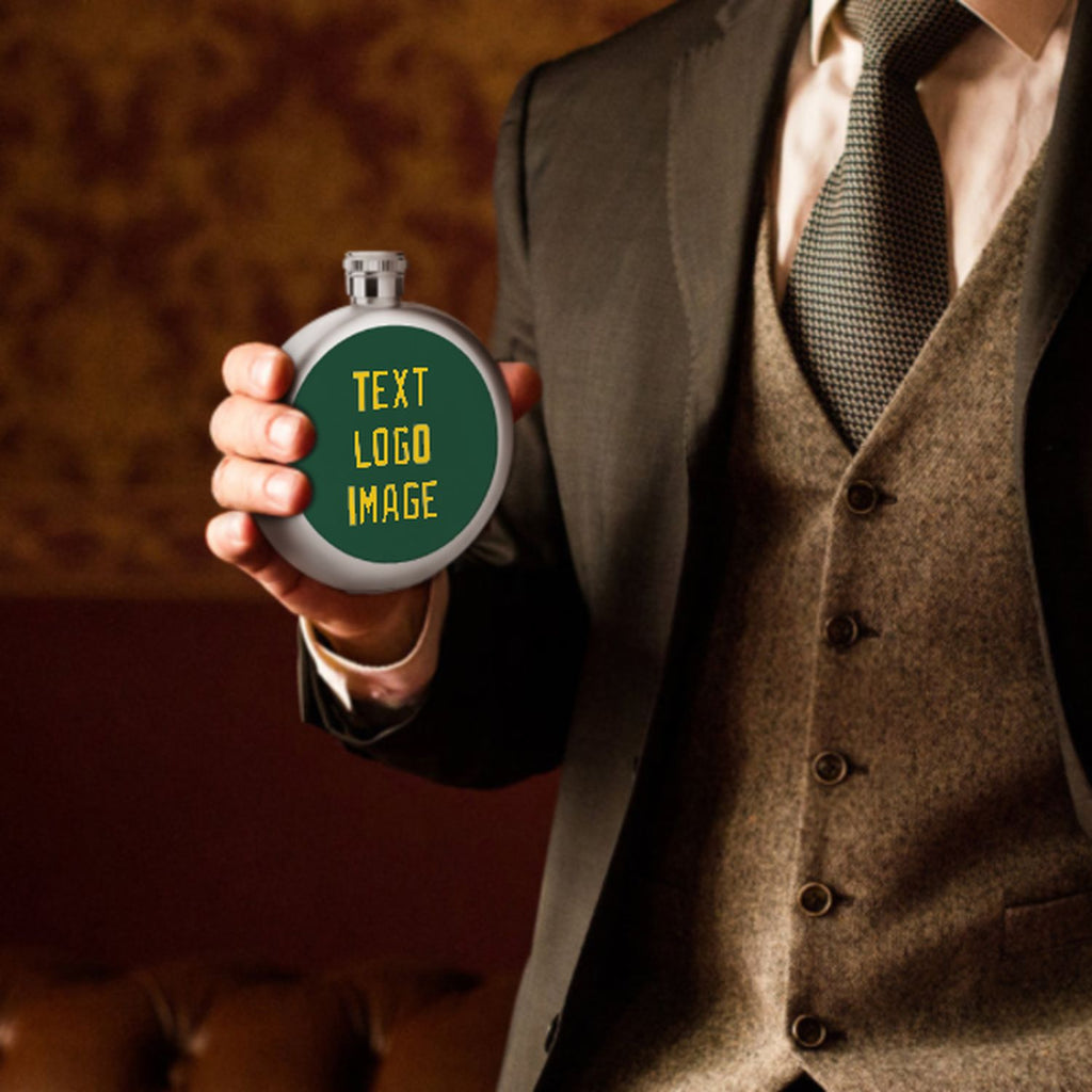 Custom Green Gold Hip Flask