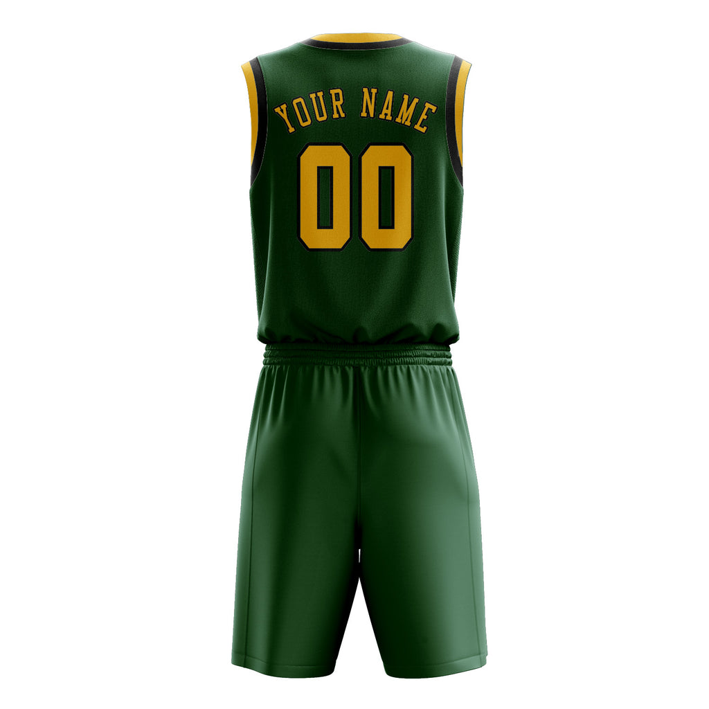 Custom Green Gold Basketball Set
