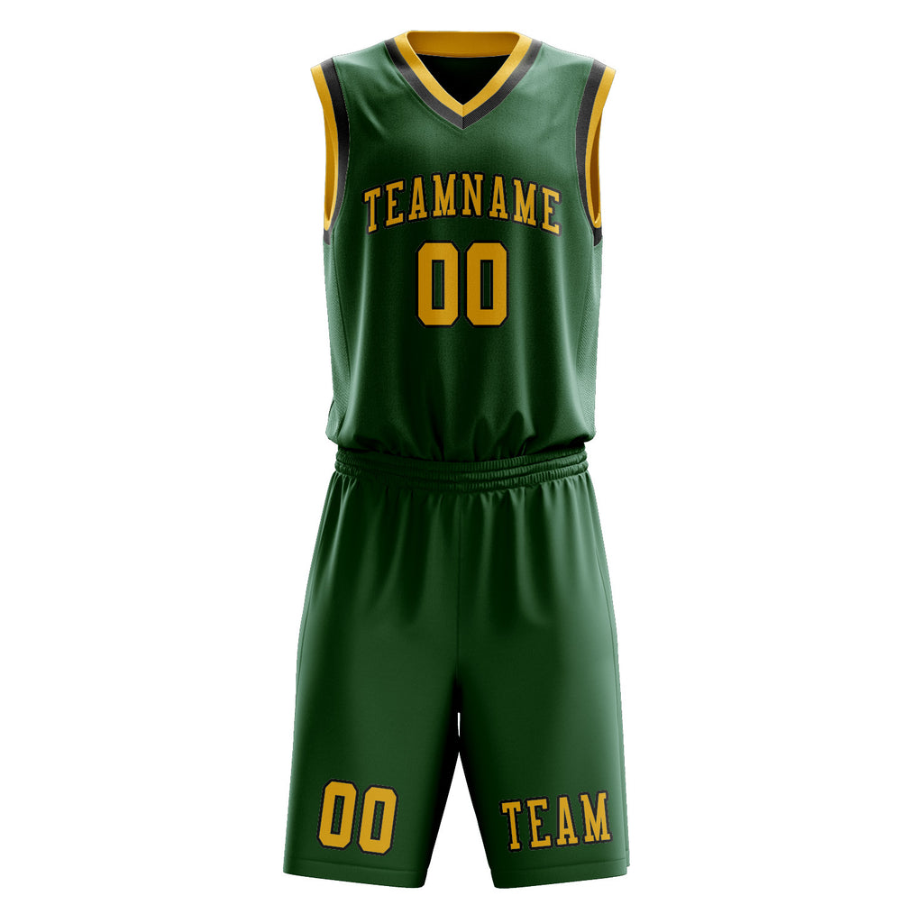 Custom Green Gold Basketball Set