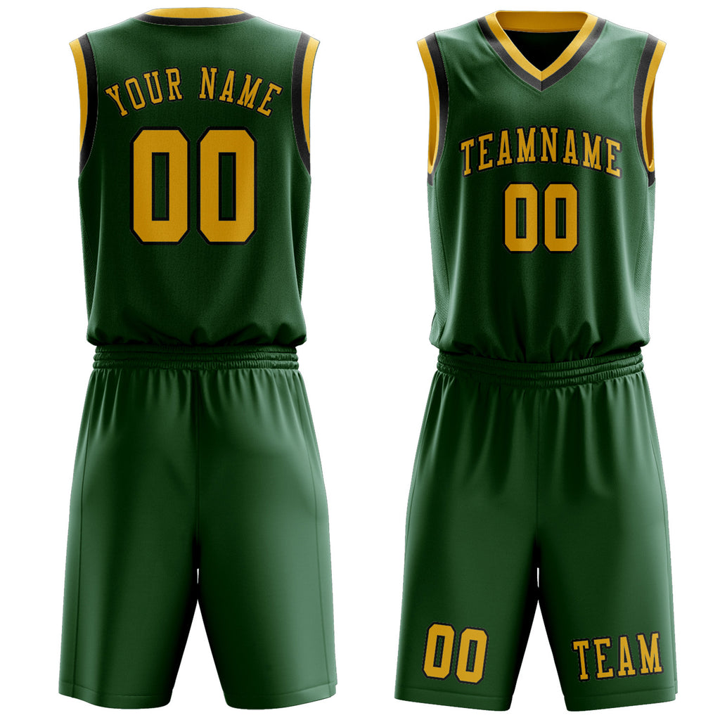 Custom Green Gold Basketball Set
