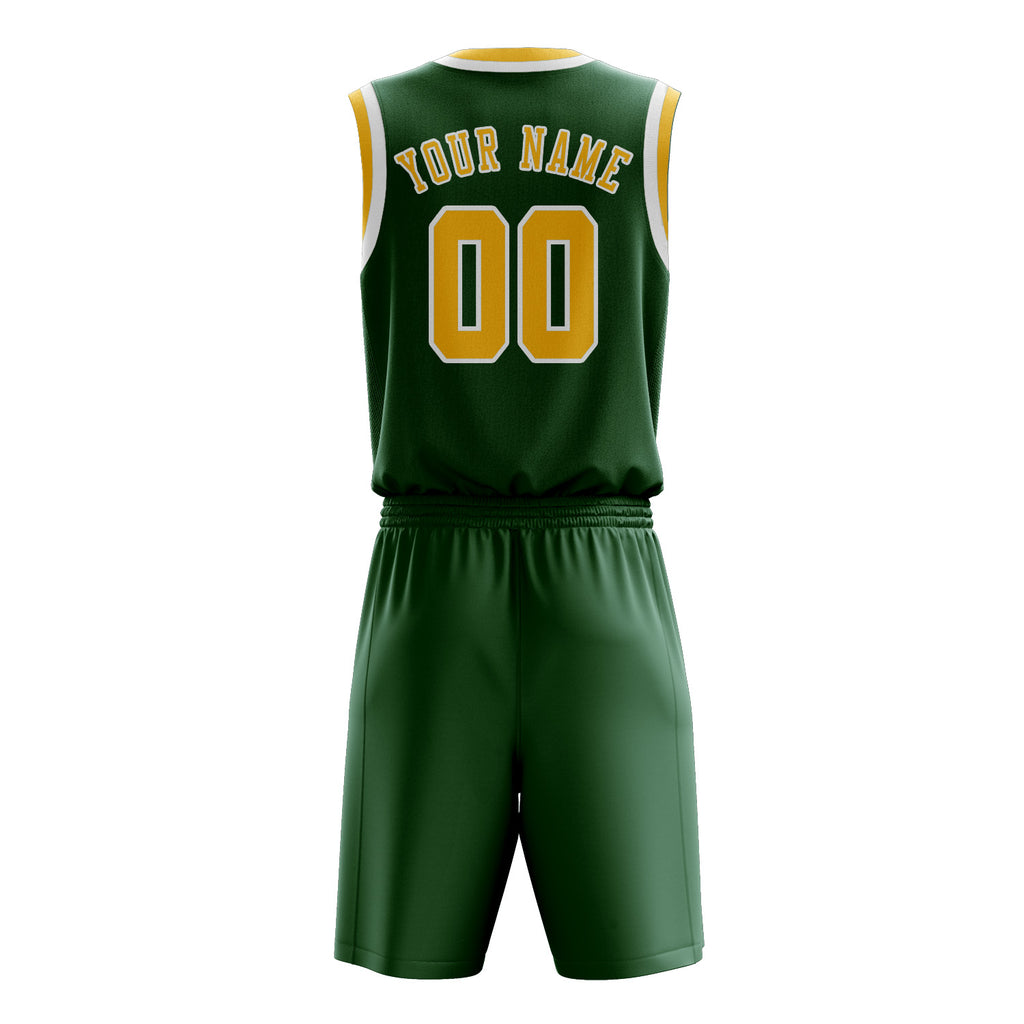 Custom Green Gold Basketball Set