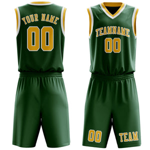 Custom Green Gold Basketball Set
