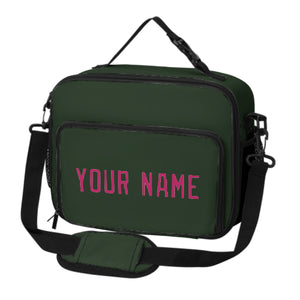 Custom Dark Green Pink Lunch Bag