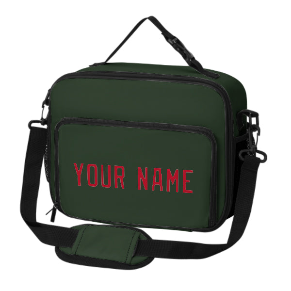 Custom Dark Green Red Lunch Bag