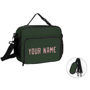 Custom Dark Green Light Pink Lunch Bag