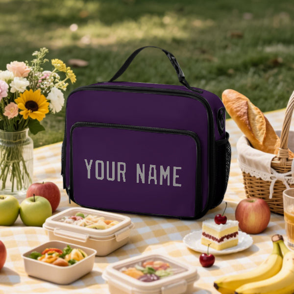 Custom Purple Gray Lunch Bag
