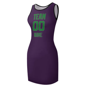 Custom Purple Emerald Green Sleeveless Vest Dress