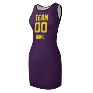 Custom Purple Gold Sleeveless Vest Dress